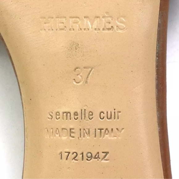 Authentic HERMES Sandals Brown Leather/Silvertone size 7 - Picture 9 of 9